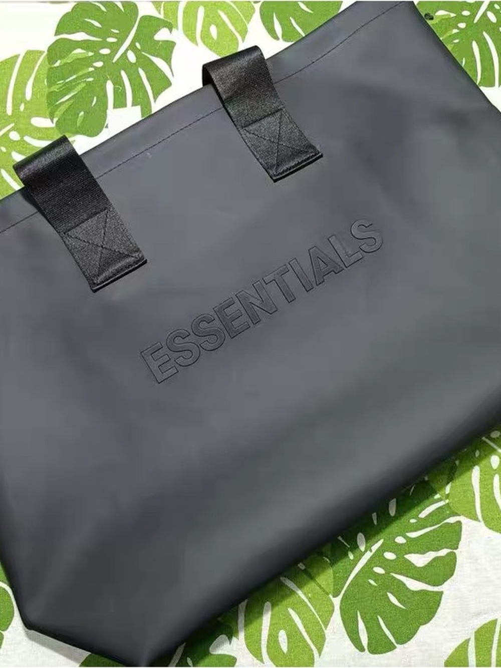 ESSENTIALS Black Minimal Embossed Tote